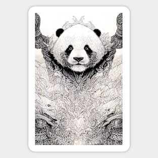 Panda Animal Wild Nature Illustration Line Epic Illustration Line Art Magnet